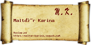 Maltár Karina névjegykártya